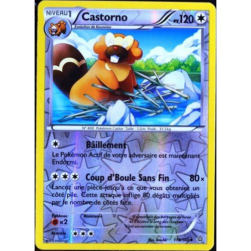 Carte Pokémon 118/160 Castorno 120 Pv Reverse Série Xy - Primo Choc Neuf Fr