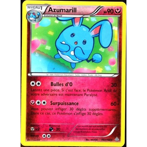 Carte Pokémon 103/160 Azumarill 90 Pv Série Xy05 - Primo Choc Neuf Fr