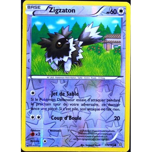 Carte Pokémon 111/160 Zigzaton 60 Pv Reverse Série Xy - Primo Choc Neuf Fr