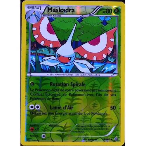 Carte Pokémon 14/160 Maskadra 80 Pv Reverse Série Xy - Primo Choc Neuf Fr