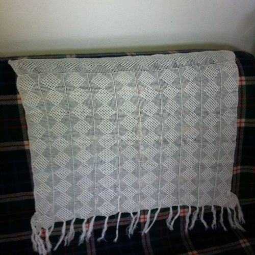 Très Ancien Rideau Crochet Fil Largeur 58cm Hauteur 47cm