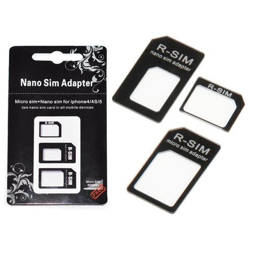 Adaptateurs Carte Sim Nano / Micro / Standard Noir