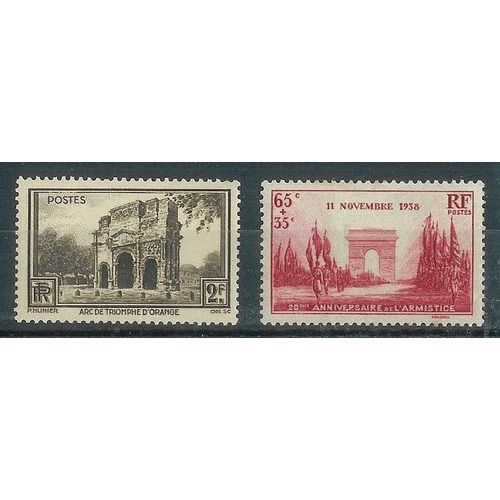 N*(1938 - Anniversaire De L'armistice N°403 + Arc De Triomphe D'orange N°389)