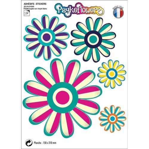 Stickers, Adhésifs Fleurs Design Psykeflowers "Aquacars.Fr"  Fabrication Francaise
