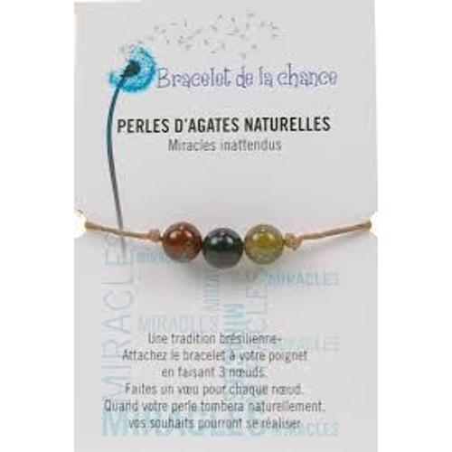 Bracelet De La Chance - Perles D'agates Naturelles - Bracelet Bresilien