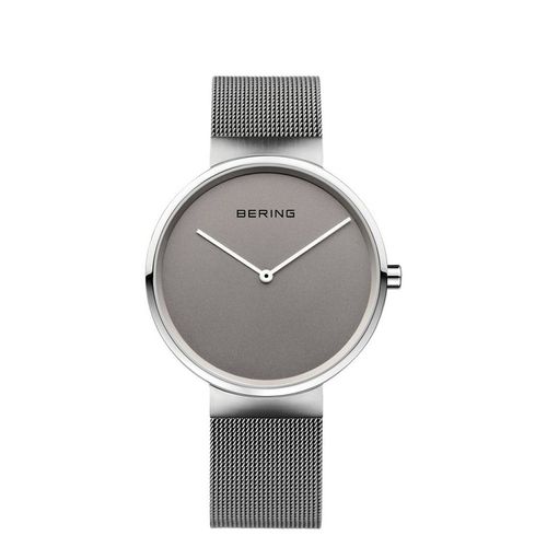Montre Mixte Bracelet Milanais Gris Cadran Rond Bering 14539_077 - Gris Et Blanc - 3,9 Cm