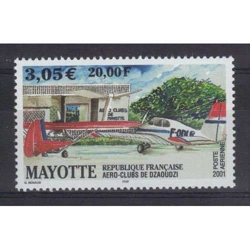 Mayotte 2001 Poste Aerienne : Aéro-Clubs De Dzaoudzi : Avions Au Sol - Timbre 20 F. Neuf ** Cote 13,50 