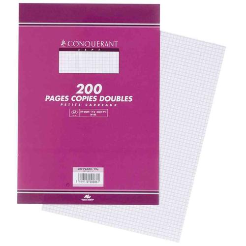 Copies doubles non-perforées Petits carreaux - 210 x 297 mm CONQUERANT SEPT  Lot de 200 pages