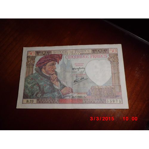 Billet 50 Francs Du 26/09/1940 