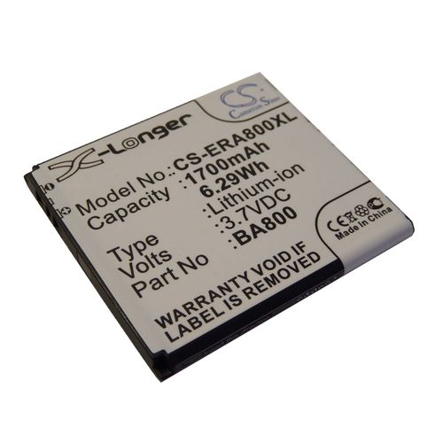 Batterie Li-Ion Vhbw 1700mah (3.7v) Opour Téléphone Portable, Smartphone Sony Ericsson Xperia Arc S, Ax, S, V, Vc, Vl. Rempalce: Ba800.