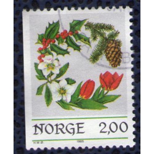 Norvege 1985 Oblitération Ronde Used Stamp Fleurs Décorations De Noël