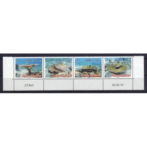 Wallis Et Futuna 2012 : Coraux Tabulaires - Lot De 4 Timbres À 135 F. Neufs ** Attenants Avec Bordure Datée