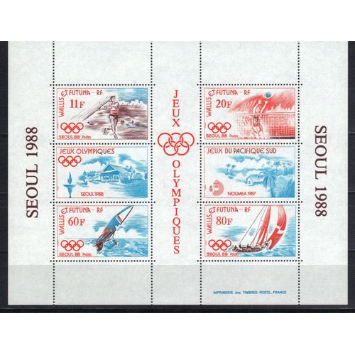 Wallis Et Futuna 1988 : Jeux Olympiques D'été, À Séoul (Corée Du Sud) - Bloc-Feuillet Neuf ** De 6 Timbres Attenants À 171 F.