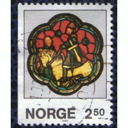 Norvège 1986 Oblitéré Rond Used Stamp Vitrail Guerrier À Cheval