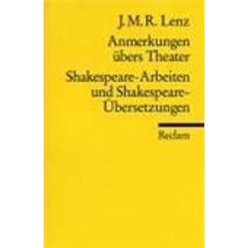Anmerkungen Übers Theater / Shakespeare-Arbeiten Und Shakespeare-Übersetzungen