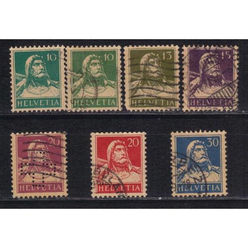 Suisse 1914 : Effigie De Guillaume Tell - Série De 7 Timbres Oblitérés