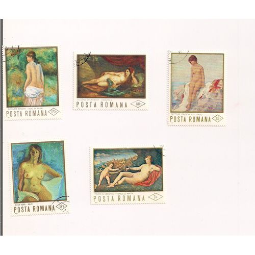 Roumanie- Lot De 5 Timbres Oblitérés- Peintures