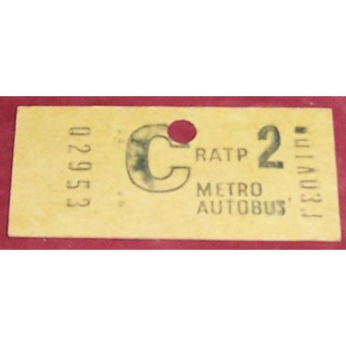 Ticket De Métro Des Années 60