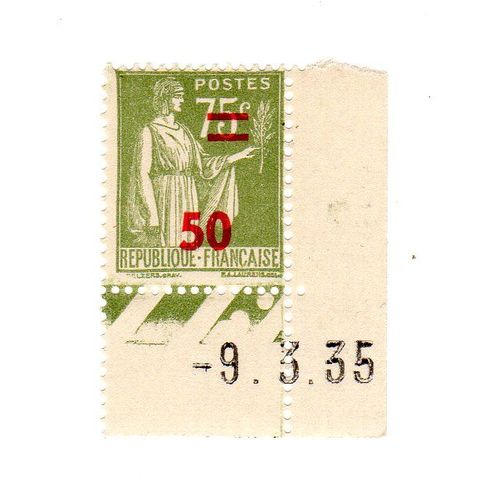 Timbre Type Paix 50c Sur 75c Olive 1941
