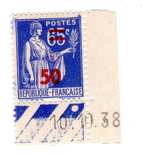 Timbre Type Paix 50c Sur 65c Outremer