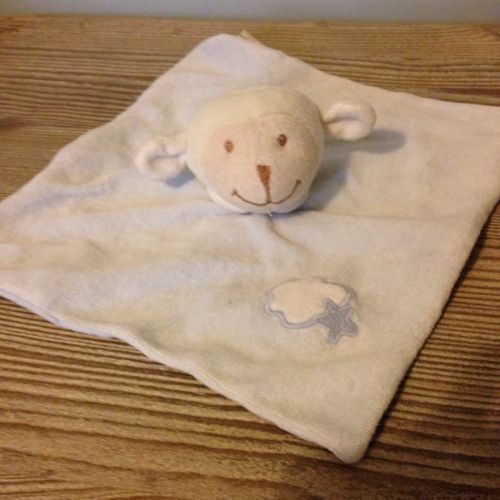 Doudou Plat Mouton Bleu Et Blanc Nuage Étoile Bout'chou