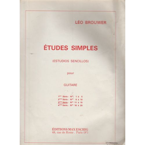 E'tudes Simples (Estudios Sencillos) Pour Guitare 3eme Se'rie (N° 11 A' 15)