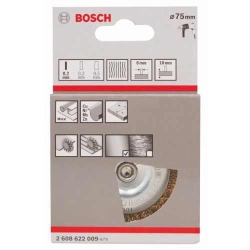 Brosse circulaire, à fils laitonnés 75 mm, 0,2 mm, 4500 U/ min, 10 mm 1pc
