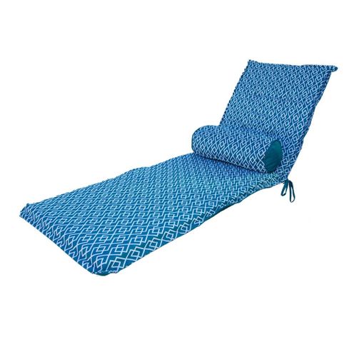 Ensemble Coussin Pour Chaise Longue Et Traversin 195x60x5cm & 45x18cm Motif Géométrique