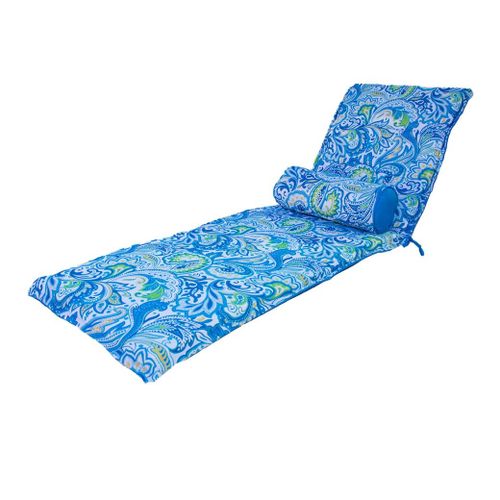 Ensemble Coussin Pour Chaise Longue Et Traversin 195x60x5cm & 45x18cm Motif Arabesque