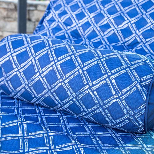Ensemble Coussin Pour Chaise Longue Et Traversin 195x60x5cm & 45x18cm Motif Nautique Bleu