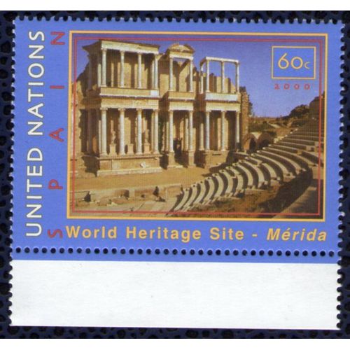 Nations Unies 2000 Onu Neuf Patrimoine Mondial Mérida Espagne World Heritage Site Bord De Feuille