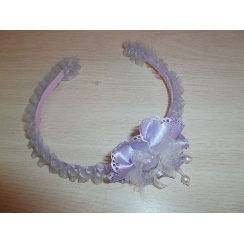 Serre-Tête Avec Dentelle Et Perle Ruban Violet De 6 Mois À 4 Ans