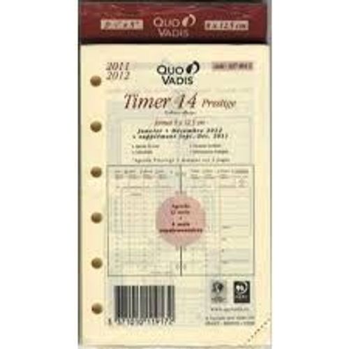 Quo Vadis Recharge Pour Agenda Civil Timer 14 Pre S/F 8x12,5cm Année 2013 2014