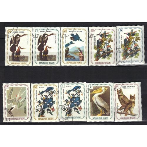 Haiti 1975 : Oiseaux Divers : Série Entière De 20 Grands Timbres Oblitérés Cote 30 ¿