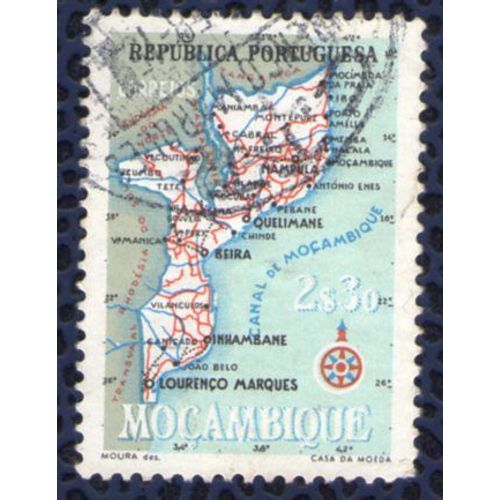 Mozambique 1954 Oblitéré Rond Used Carte Géographique Mappe 2,30 Escudos