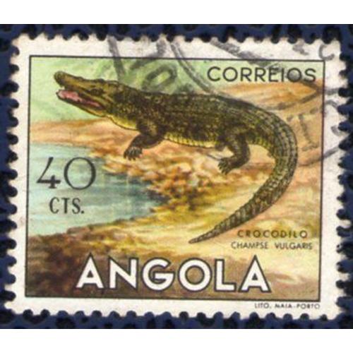 Angola 1953 Oblitéré Rond Used Animaux Sauvages Faune Crocodilo Crocodile