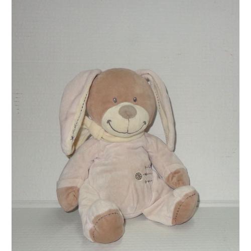 Lapin Bastien Beige Marron Creme Doudou Nicotoy 32cm + 16cm 