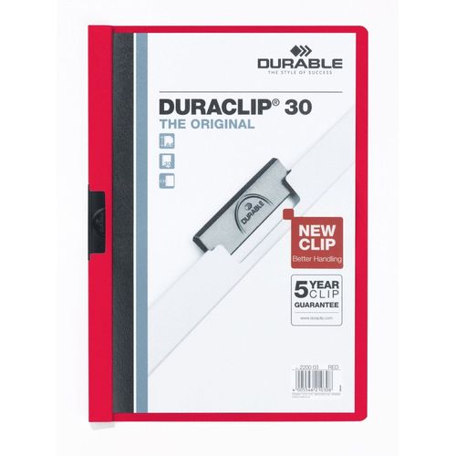 Durable Lot De 10 Chemises À Clip Duraclip Original 30 A4 Rouge