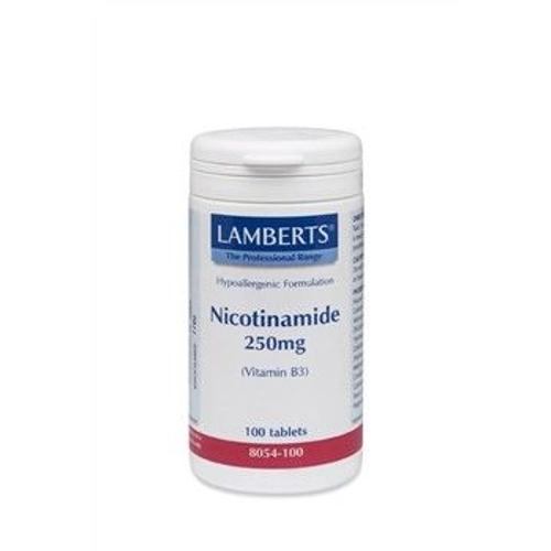 Lamberts Nicotinamide 250mg (Vitamine B3), 100 Comprimés 