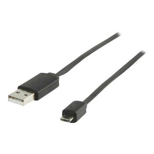 Valueline - Câble USB - Micro-USB de type B (M) pour USB (M) - USB 2.0 - 1 m - plat - noir