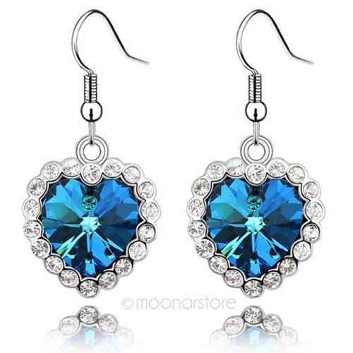 Boucles D'oreilles Titanic Coeur Bleu Pendantes Leonardo Dicaprio Rose Dewitt Bukater  Film