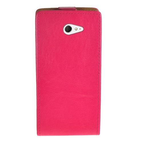 Sony Xperia M2-Etui-Simili-Cuir-Flip-Leather-Rose