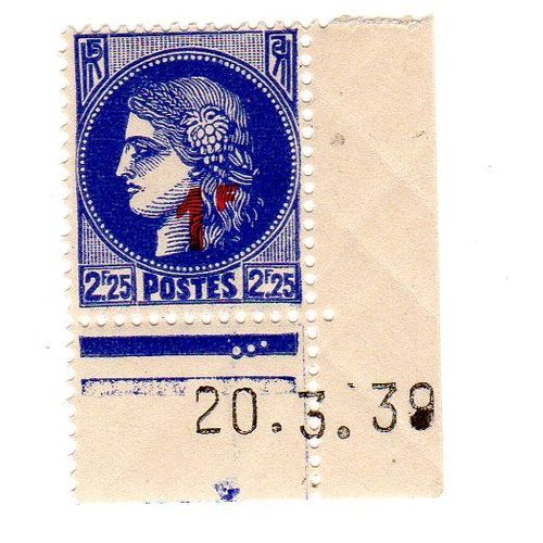 Timbre Type Ceres 2f25 Surcharge Rouge 1f