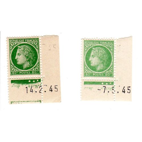 2 Timbres Cérès De Mazelin Vert Jaune 80c
