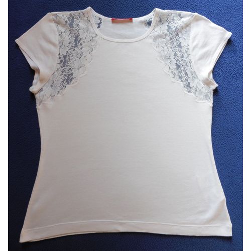 T-Shirt Blanc À Dentelle. Alain Manoukian. Taille 4