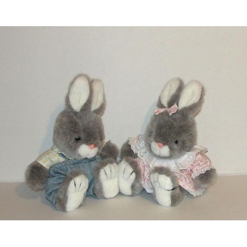 Papa Et Maman Lapin Assis 2 Peluches  25cm Sample