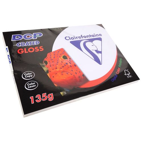 Clairefontaine Lot de 6 Ramettes 250 Feuilles Papier DCP 135g A3 420x297 mm Certifié FSC Couché Brillant Blanc