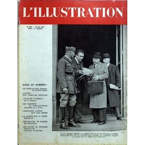 Illustration (L') N° 5073 Du 25/05/1940 - Les Chefs Par Bordeaux - L'exode Des Familles Royales  - L'aviation D'assaut Par Rougeron - Une Descente De Parachutistes Par Simont - L'artilllerie Lourde Sur Voie Ferree - La Guerre Sur Le Front Francais...