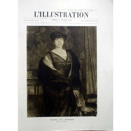 Illustration (L') N° 4016 Du 21/02/1920 - Madame Paul Deschanel / Dessin De Simont