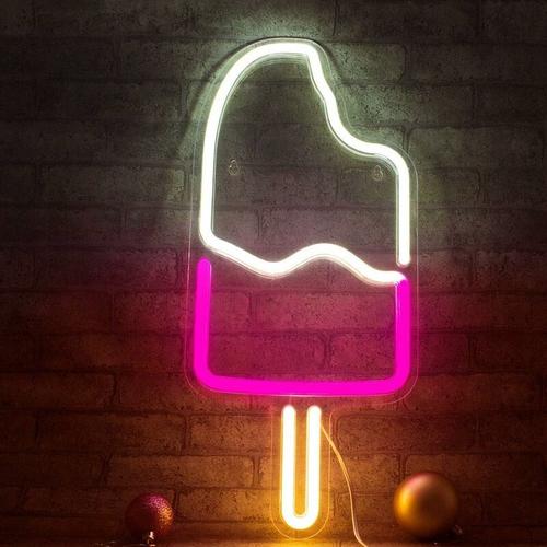 Popsicle Neon,Light Led Crème Glacée Au Néon Lumières Art Mur Décoratif Lights Néon Signes Pour Room Wall Enfants Chambre Fête D'anniversaire Bar Décor 8.3''x17.7 '' (Chaud + Rose + Jaune)-